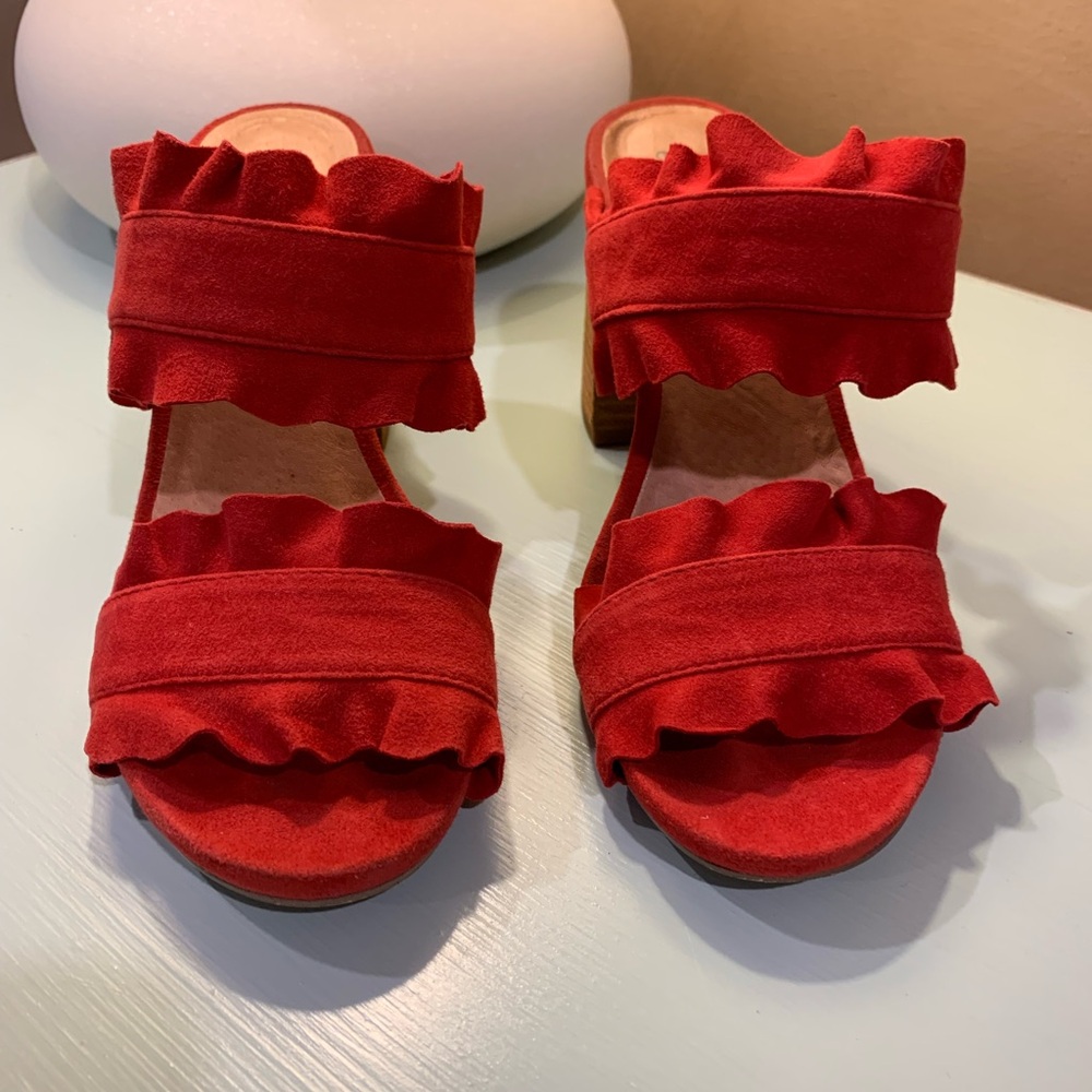 Free People Red Ruffle slides - Picture 2 of 6